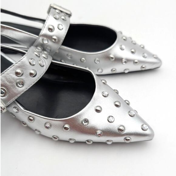 Abound Kadia Slingback Pointed Toe Flat Women's Silver Metallic Size US7M EU37.5 - Picture 9 of 12